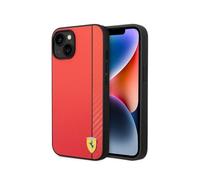 Ferrari Coque pour iPhone 14 Plus Ferrari Carbon, Cuir véritable, Protection efficace, Rouge