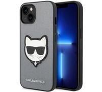 Coque pour iPhone 14 Plus / iPhone 15 Plus - Karl Lagerfeld Saffiano (KLHCP14MSAPCHG) - Tête de Choupette Argentée G