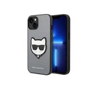 Coque pour iPhone 14 Plus / iPhone 15 Plus - Saffiano (KLHCP14MSAPCHG) - Tête de Choupette Argentée