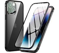 Coque Pour Iphone 14 Plus Magnétique Etui, 360 Degrés Protection Antichoc Case Cover [Avec Protecteur D'objectif De Caméra] Métal Bumper Avant Arrière Transparente Verre Trempé, No[Wke03740]