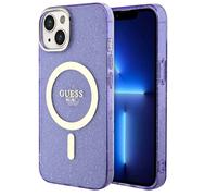 Coque Pour Iphone 14 Plus Série Glitter Gold Compatible Magsafe Guess Violet