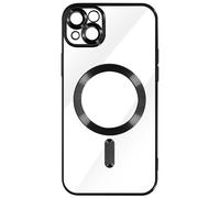 Coque MagSafe pour iPhone 14 Plus Silicone Protection Caméra Contour Chromé Noir