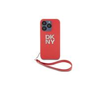 DKNY Coque pour Apple iPhone 14 Pro avec Logo Métallisé et Sangle de Poignet