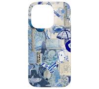 Coque pour iPhone 14 Pro Collage d’été Bleu Méditerranée Vacances Scrapbook