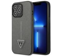 Guess étui pour iPhone 14 Pro 6.1 argent étui rigide SaffianoTriangle Logo