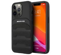 AMG Coque iPhone 14 Pro Max 6,7" AMHCP14XGSEBK – Étui rigide cuir antichoc lignes gaufrées Noir