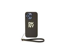 Coque pour iPhone 14 Pro Max avec Logo Métallisé et Sangle de Poignet Marron