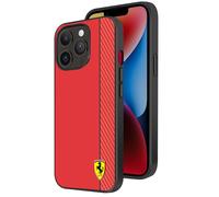 Coque pour iPhone 14 Pro Max Bi-matière Effet Carbone Compatible QI Rouge