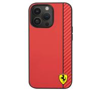 Coque pour iPhone 14 Pro Max Bi-matière Effet Carbone Compatible QI Rouge