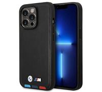 Coque Pour IPhone 14 Pro Max BMW En Cuir Tricolore Noir Compatible Magsafe