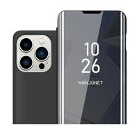 Coque pour Apple iPhone 14 PRO MAX en TOURMALINE NOIR Clear View Housse de protection Étui de protection miroir avec fonction de support Protection à 360 degrés