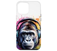 Coque pour iPhone 14 Pro Max Gorille Écouteurs Singe Coloré Animaux Motif Imprimé