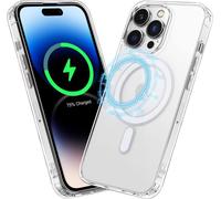 Coque pour iPhone 14 Pro Max,Magnétique Classic Hybrid Arrière Rigide PC Étui Compatible avec MagSafe , Transparent - TECHTA