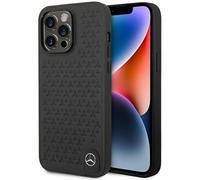 Étui Coque IPHONE 14 Pro Max Mercedes Cuir Véritable Marqué Noir Logo
