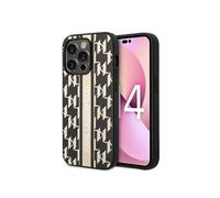 Coque pour iPhone 14 Pro Max PU Monogram Stripe Noir