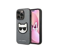 KARL LAGERFELD KLHCP14XSAPCHG Coque pour iPhone 14 Pro Max 6,7" Coque Rigide Argent/Argent Saffiano Choupette Patch Tête