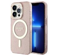 Coque Pour Iphone 14 Pro Max Série Glitter Gold Compatible Magsafe Guess Rose