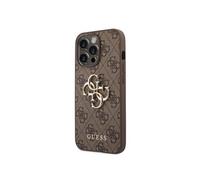 Guess GUHCP14L4GMGBR Coque Rigide pour iPhone 14 Pro 6, 1" Marron/Marron 4G Logo Big Metal Noir