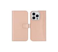 Selencia Selencia Étui de téléphone portefeuille en cuir véritable iPhone 14 Pro Dusty Pink Rose