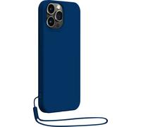 Coque pour iPhone 14 Pro Silicone Strap + Dragonne Assortie Bleu Marine Bigben