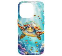 Coque pour iPhone 14 Pro Tortue de mer sous-marine Ocean Coral Reef
