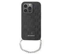 Coque pour iPhone 14 Saffiano avec Chaîne Rigide Stylé Noir
