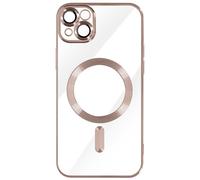Coque pour iPhone 14 Silicone Protection Caméra Contour Chromé Rose Gold