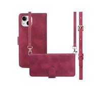 iPhone 13, iPhone 14 étui iPhone 13, iPhone 14 étui de protection Bookcase met koord similicuir rouge imoshion