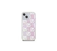Coque pour iPhone 15 avec Motif à Carreaux de Paillettes Liquides Rose
