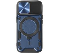 Coque pour iPhone 15 Bague Métallique Bi-matière Antichoc Bleu