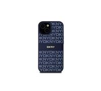 Coque pour iPhone 15 Edition Repeat Pattern Tonal Stripe avec Logo Métallisé Bleu