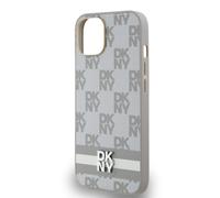 Coque pour iPhone 15 Élégante avec Motifs à Carreaux et à Rayures Beige