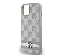 Coque pour iPhone 15 Élégante avec Motifs à Carreaux et à Rayures Beige