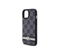 Coque pour iPhone 15 Elégante avec Motifs à Carreaux et à Rayures Noir
