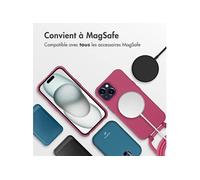imoshion Coque arrière Color avec cordon amovible et MagSafe pour Apple iPhone 15 - Raspberry