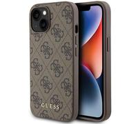 Coque Pour IPhone 15 Guess En Cuir Synthétique Marron Avec Logo Doré