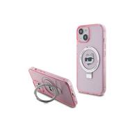 Coque pour iPhone 15 / iPhone 14 / iPhone 13 - Hardcase Ring Stand MagSafe (KLHMP15SHMRSCHP) - Tête de Choupette Rose