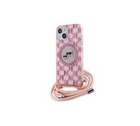 Coque pour iPhone 15 / iPhone 14 / iPhone 13 - IML Crossbody MagSafe (KLHMP15SHCKCKCKLCP) - Rose Mono Rose Karl&Choupette Head