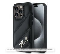 Coque pour iPhone 15 / iPhone 14 / iPhone 13 - Karl Lagerfeld matelassé en diagonale (KLHCP14SPQQDSMGK) - Noir