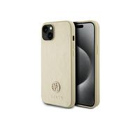 Coque Guess en cuir PU Rigide, logo en métal pour Apple iPhone 15/14/13 6.1 - or