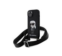 Coque pour iPhone 15 / iPhone 14 / iPhone 13 - Karl Lagerfeld Silicone Bandoulière (KLHCP15SSCBSBSKKNK) - Ikonik