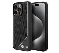 Coque pour iPhone 15 MagSafe au design Ligne Torsadée Perforée BMW Noir