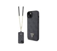 Guess Étui pour iPhone 15 Plus, Noir - Crossbody 4G Metal Logo