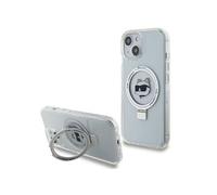 Coque pour iPhone 15 Plus / iPhone 14 Plus - Hardcase Ring Stand MagSafe (KLHMP15MHMHMRSCHH) - Tête de Choupette Blanche