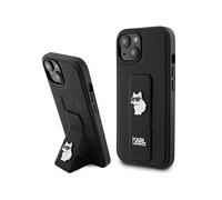 KARL LAGERFELD KLHCP15MGSACHPK Coque pour iPhone 15 Plus 6,7" Noir Hardcase Gripstand Saffiano Choupette Pins