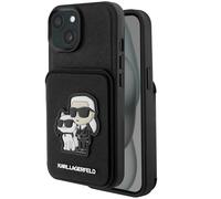 Coque Pour Iphone 15 Porte-Cartes Support Saffiano Karl Lagerfeld Noir