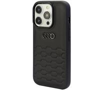 Coque Pour IPhone 15 Pro Audi Série GT Noir En Cuir Synthétique Avec Logo
