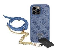 Coque pour iPhone 15 Pro avec Motif 4G et Logo Triangulaire en Métal Guess Bleu Bleu G