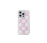 Coque pour iPhone 15 Pro avec Motif à Carreaux de Paillettes Liquides Rose
