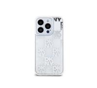Coque pour iPhone 15 Pro avec Motif à Carreaux de Paillettes Liquides Transparent